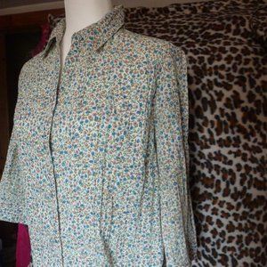 Spring  Ready flowery fitted  3/4 sleeve shirt